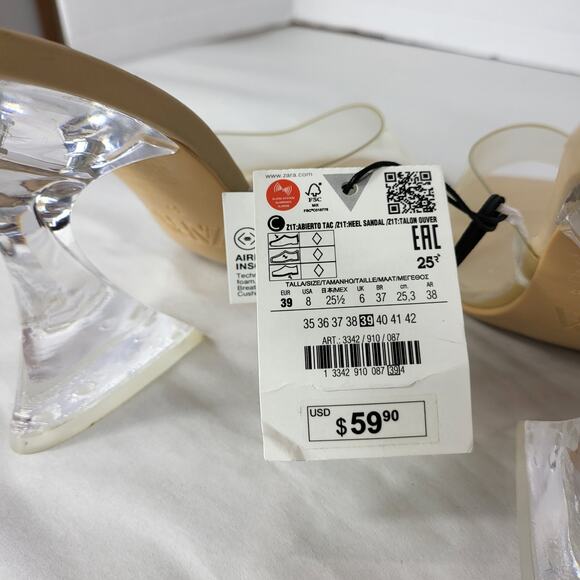Zara Size 8 Clear Slip ON Acrylic Pump Slide High Heel Shoes Mule NWT *Flaw 726 - Picture 8 of 12